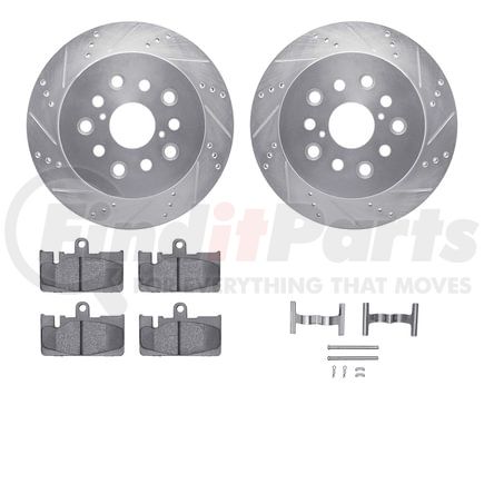 Dynamic Friction Company 7512-75013 Rotors-Drilled & Slotted-Silver w/ 5000 Advanced Brake Pads Incl Hdw