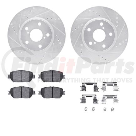 Dynamic Friction Company 7512-75016 Rotors-Drilled & Slotted-Silver w/ 5000 Advanced Brake Pads Incl Hdw