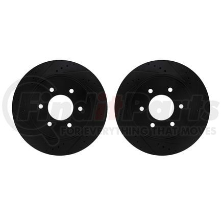 Dynamic Friction Company 8002-67076 Brake Rotors - Drilled & Slotted - Black