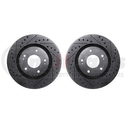 Dynamic Friction Company 8002-72039 Brake Rotors - Drilled & Slotted - Black