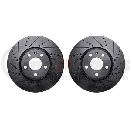 Dynamic Friction Company 8002-73013 Brake Rotors - Drilled & Slotted - Black