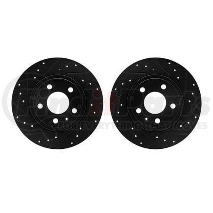 Dynamic Friction Company 8002-73048 Brake Rotors - Drilled & Slotted - Black