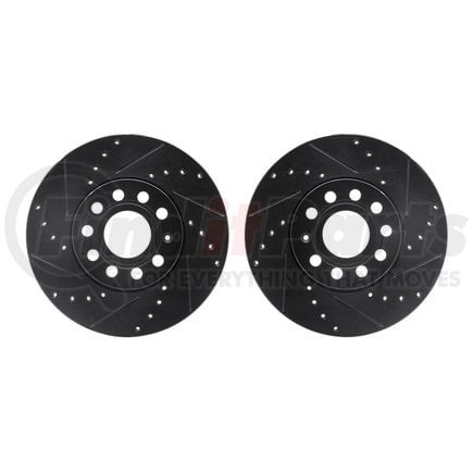 Dynamic Friction Company 8002-74004 Brake Rotors - Drilled & Slotted - Black