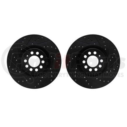 Dynamic Friction Company 8002-74010 Brake Rotors - Drilled & Slotted - Black