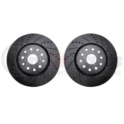 Dynamic Friction Company 8002-75016 Brake Rotors - Drilled & Slotted - Black