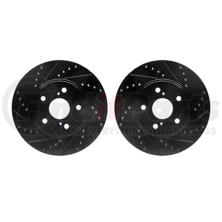 Dynamic Friction Company 8002-76008 Brake Rotors - Drilled & Slotted - Black