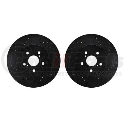 Dynamic Friction Company 8002-76020 Brake Rotors - Drilled & Slotted - Black