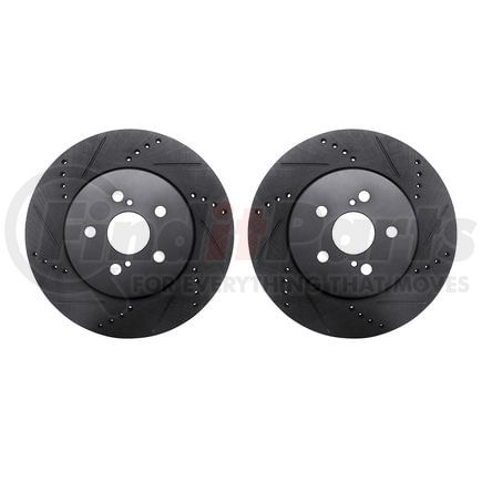 Dynamic Friction Company 8002-76051 Brake Rotors - Drilled & Slotted - Black