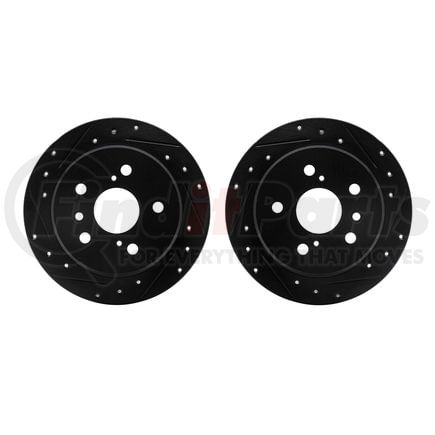 Dynamic Friction Company 8002-76108 Brake Rotors - Drilled & Slotted - Black