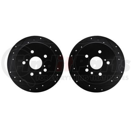 Dynamic Friction Company 8002-76118 Brake Rotors - Drilled & Slotted - Black