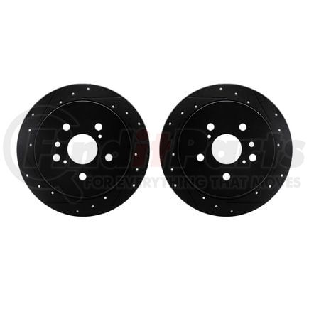 Dynamic Friction Company 8002-76148 Brake Rotors - Drilled & Slotted - Black