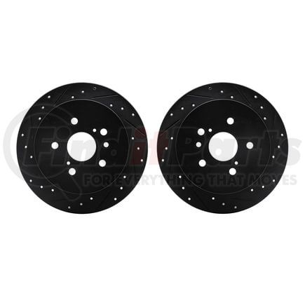 Dynamic Friction Company 8002-76150 Brake Rotors - Drilled & Slotted - Black