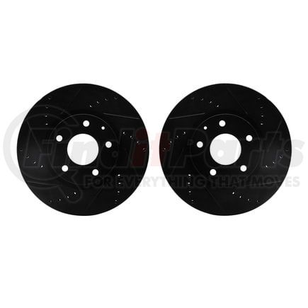 Dynamic Friction Company 8002-80015 Brake Rotors - Drilled & Slotted - Black