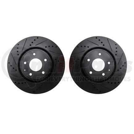 Dynamic Friction Company 8002-80017 Brake Rotors - Drilled & Slotted - Black