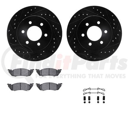 Dynamic Friction Company 8212-40149 Brake Rotor - Drilled & Slotted - Black- HD Brake Pad - Hardware