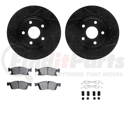 Dynamic Friction Company 8212-42002 Brake Rotor - Drilled & Slotted - Black- HD Brake Pad - Hardware