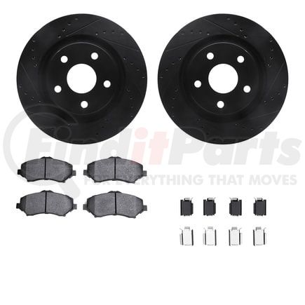 Dynamic Friction Company 8212-42109 Brake Rotor - Drilled & Slotted - Black- HD Brake Pad - Hardware
