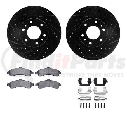 Dynamic Friction Company 8212-48020 Brake Rotor - Drilled & Slotted - Black- HD Brake Pad - Hardware