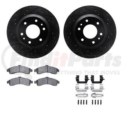 Dynamic Friction Company 8212-48019 Brake Rotor - Drilled & Slotted - Black- HD Brake Pad - Hardware