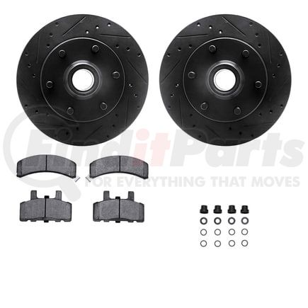 Dynamic Friction Company 8212-48082 Brake Rotor - Drilled & Slotted - Black- HD Brake Pad - Hardware