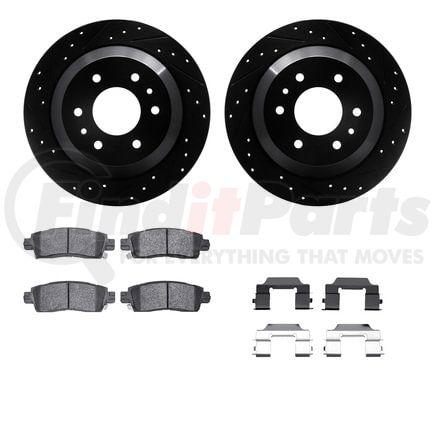 Dynamic Friction Company 8212-48134 Brake Rotor - Drilled & Slotted - Black- HD Brake Pad - Hardware