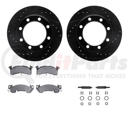 Dynamic Friction Company 8212-48164 Brake Rotor - Drilled & Slotted - Black- HD Brake Pad - Hardware