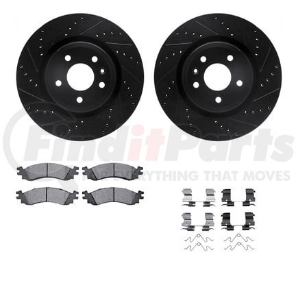 Dynamic Friction Company 8212-54004 Brake Rotor - Drilled & Slotted - Black- HD Brake Pad - Hardware