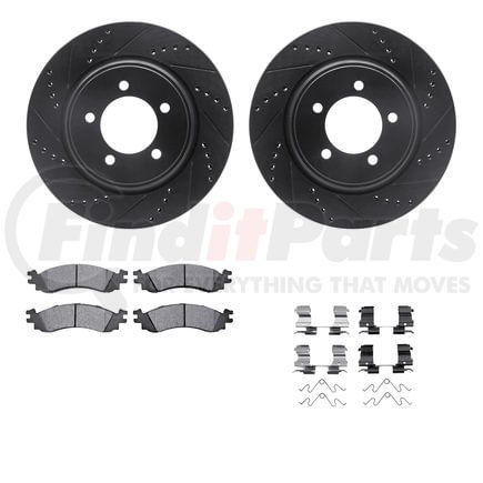 Dynamic Friction Company 8212-54008 Brake Rotor - Drilled & Slotted - Black- HD Brake Pad - Hardware