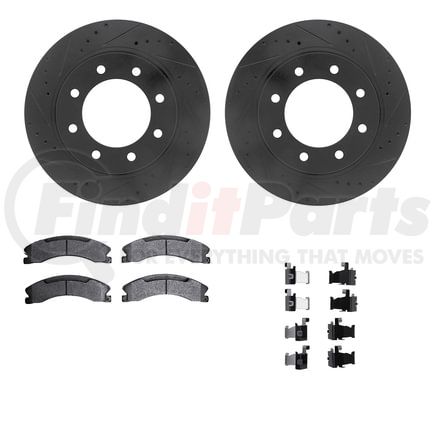 Dynamic Friction Company 8212-67004 Brake Rotor - Drilled & Slotted - Black- HD Brake Pad - Hardware