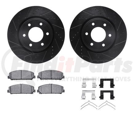 Dynamic Friction Company 8212-68001 Brake Rotor - Drilled & Slotted - Black- HD Brake Pad - Hardware
