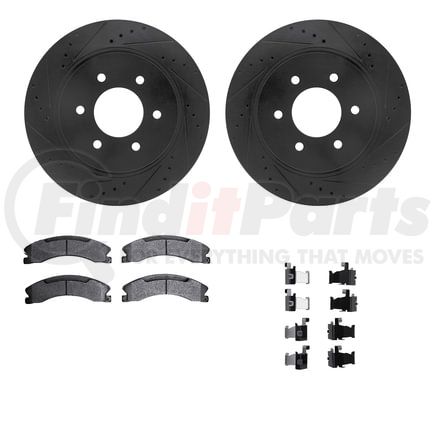 Dynamic Friction Company 8212-67005 Brake Rotor - Drilled & Slotted - Black- HD Brake Pad - Hardware