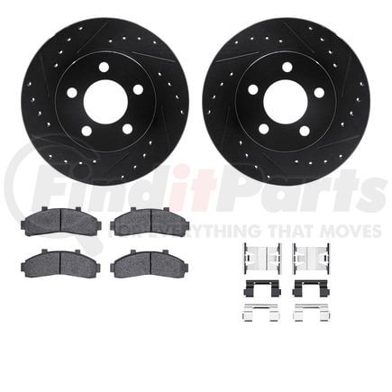 Dynamic Friction Company 8212-99129 Brake Rotor - Drilled & Slotted - Black- HD Brake Pad - Hardware