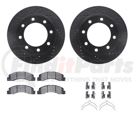 Dynamic Friction Company 8212-99168 Brake Rotor - Drilled & Slotted - Black- HD Brake Pad - Hardware