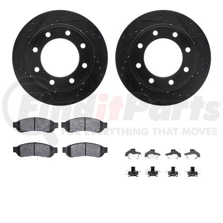 Dynamic Friction Company 8212-99202 Brake Rotor - Drilled & Slotted - Black- HD Brake Pad - Hardware
