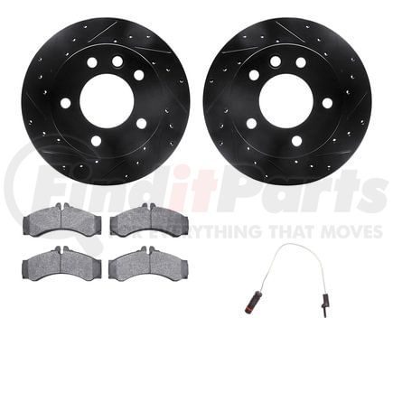 Dynamic Friction Company 8232-40003 Brake Rotor - Drilled & Slotted - Black- HD Brake Pad - Sensor