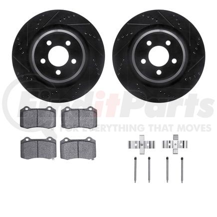 Dynamic Friction Company 8412-39002 Brake Rotor Drilled & Slotted - Black- w/Ulitmate Duty Brake Pad & HW Kit