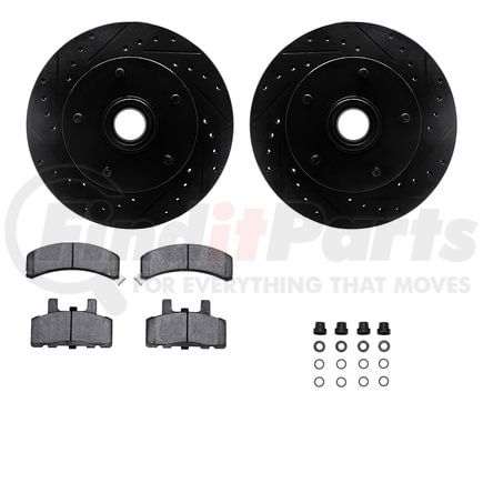 Dynamic Friction Company 8412-40003 Brake Rotor Drilled & Slotted - Black- w/Ulitmate Duty Brake Pad & HW Kit