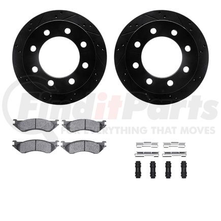 Dynamic Friction Company 8412-40009 Brake Rotor Drilled & Slotted - Black- w/Ulitmate Duty Brake Pad & HW Kit