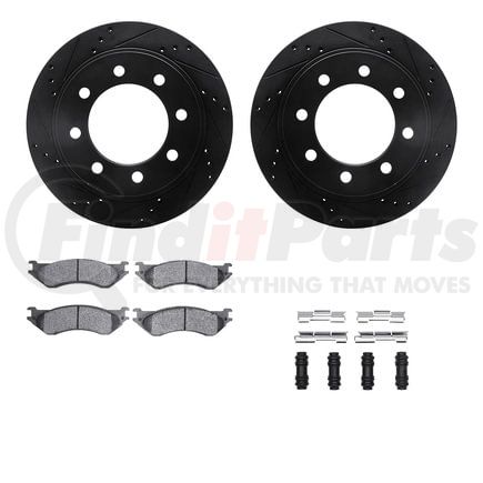 Dynamic Friction Company 8412-40017 Brake Rotor Drilled & Slotted - Black- w/Ulitmate Duty Brake Pad & HW Kit