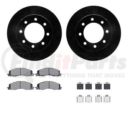 Dynamic Friction Company 8412-40021 Brake Rotor Drilled & Slotted - Black- w/Ulitmate Duty Brake Pad & HW Kit