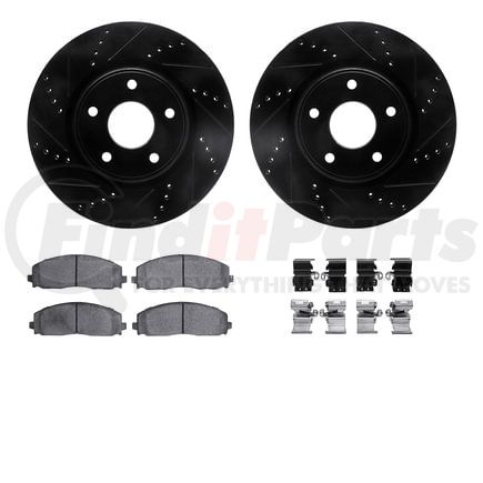 Dynamic Friction Company 8412-40022 Brake Rotor Drilled & Slotted - Black- w/Ulitmate Duty Brake Pad & HW Kit