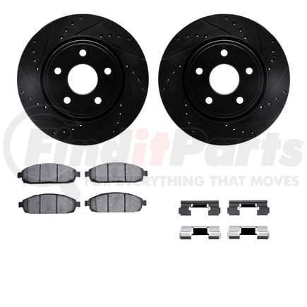 Dynamic Friction Company 8412-42001 Brake Rotor Drilled & Slotted - Black- w/Ulitmate Duty Brake Pad & HW Kit