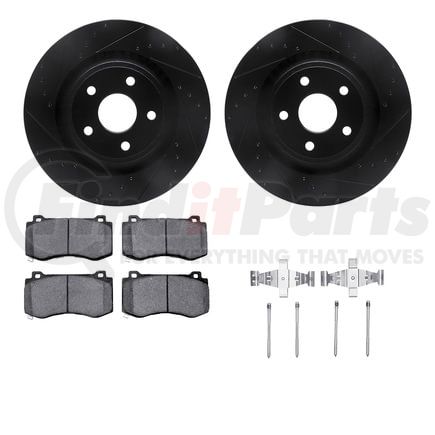 Dynamic Friction Company 8412-42003 Brake Rotor Drilled & Slotted - Black- w/Ulitmate Duty Brake Pad & HW Kit