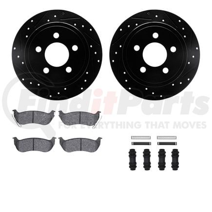Dynamic Friction Company 8412-42036 Brake Rotor Drilled & Slotted - Black- w/Ulitmate Duty Brake Pad & HW Kit