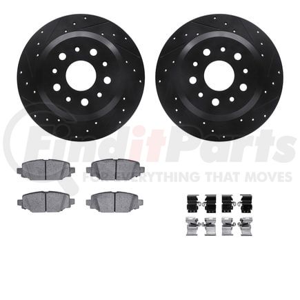 Dynamic Friction Company 8412-42046 Brake Rotor Drilled & Slotted - Black- w/Ulitmate Duty Brake Pad & HW Kit