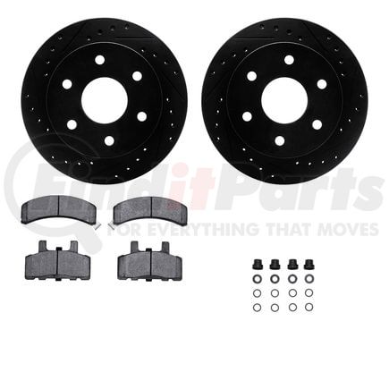 Dynamic Friction Company 8412-48004 Brake Rotor Drilled & Slotted - Black- w/Ulitmate Duty Brake Pad & HW Kit