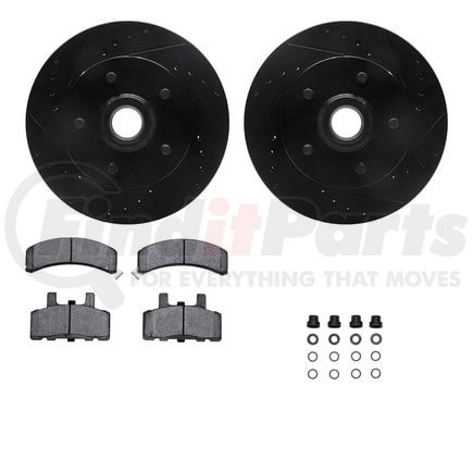 Dynamic Friction Company 8412-48012 Brake Rotor Drilled & Slotted - Black- w/Ulitmate Duty Brake Pad & HW Kit