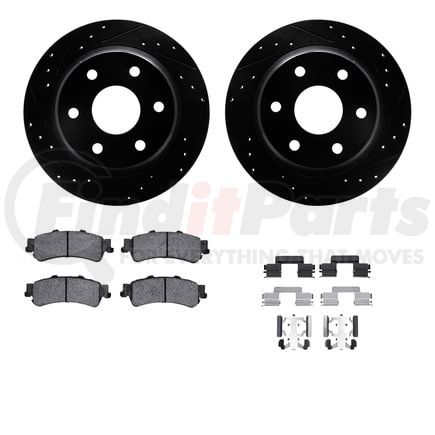Dynamic Friction Company 8412-48023 Brake Rotor Drilled & Slotted - Black- w/Ulitmate Duty Brake Pad & HW Kit