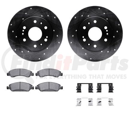 Dynamic Friction Company 8412-48036 Brake Rotor Drilled & Slotted - Black- w/Ulitmate Duty Brake Pad & HW Kit