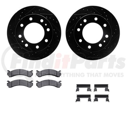 Dynamic Friction Company 8412-48037 Brake Rotor Drilled & Slotted - Black- w/Ulitmate Duty Brake Pad & HW Kit